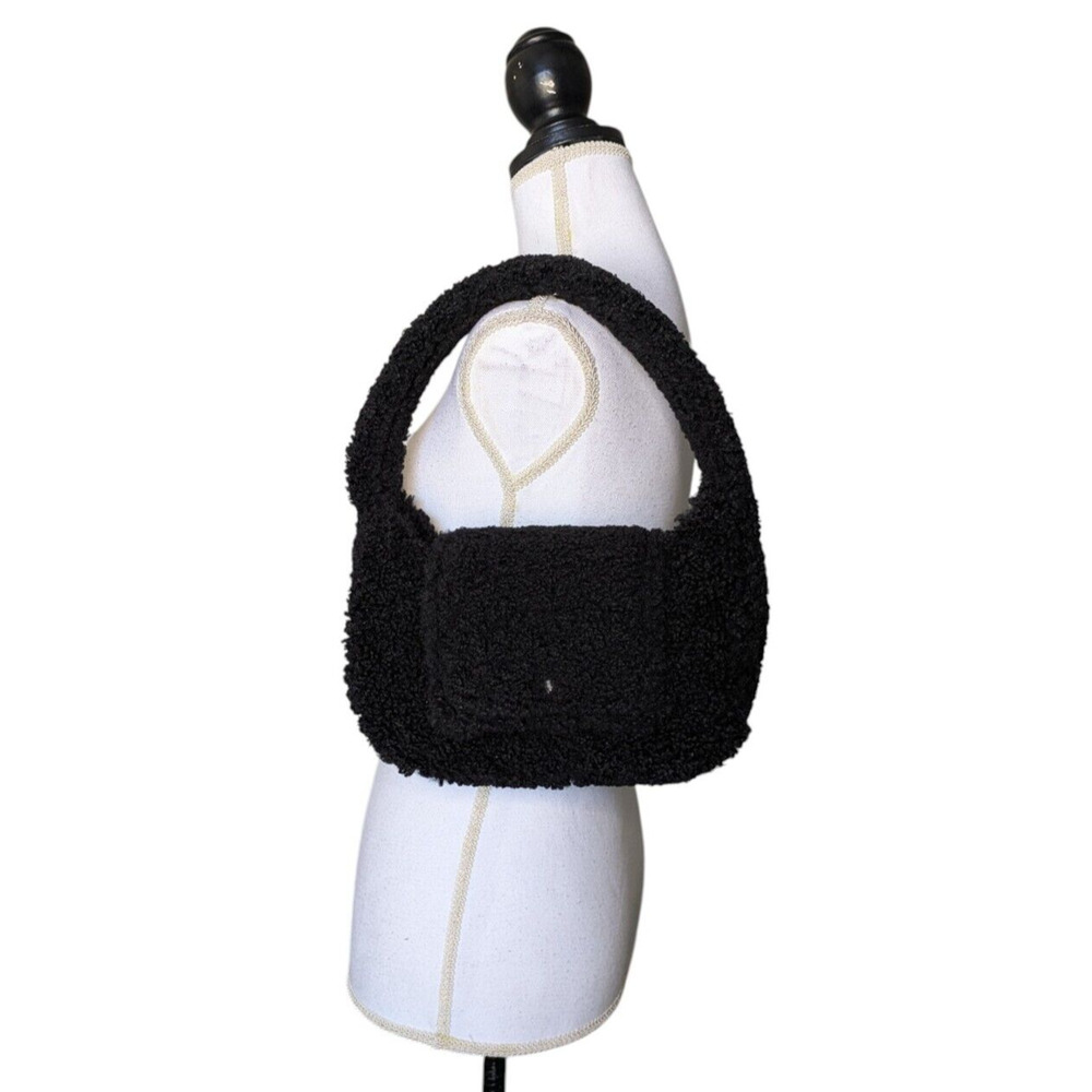 Simon Miller Black Retro Bag In Fuzzy Faux Sherpa Boucle Shoulder Bag Flap Top - Picture 2 of 10